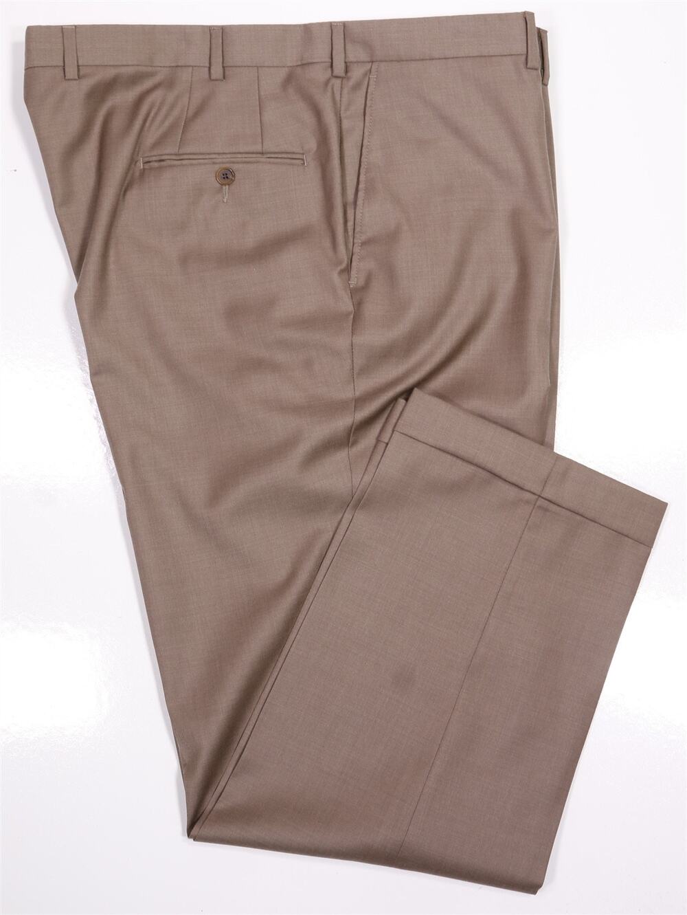 Hickey Freeman Traveler Solid Light Flat Front Wool Dress Pants Trousers 42x30